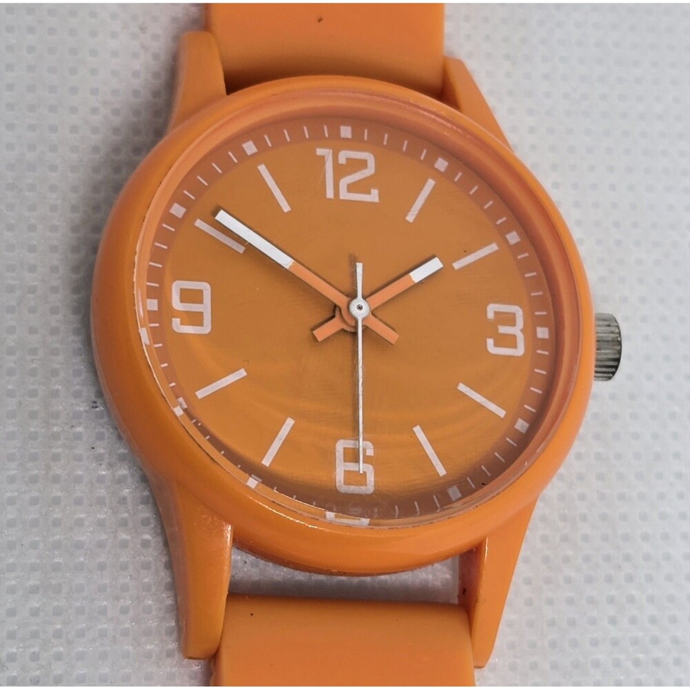Women's Classic Round Orange Case Dial Poly Jelly Band Watch 14 - Picture 7 of 9